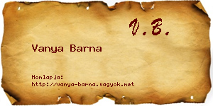 Vanya Barna névjegykártya